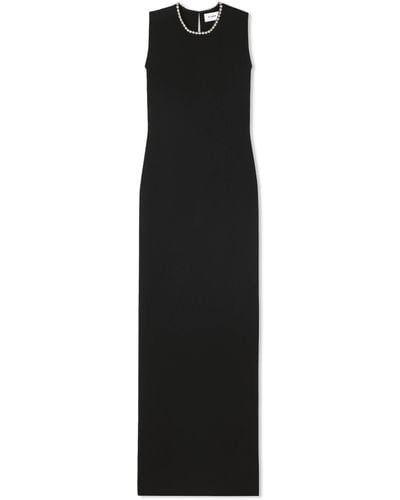 St. John Half Milano Knit Jewel Neck Gown - Black