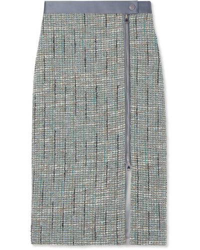 St. John Lurex Tweed Skirt - Gray