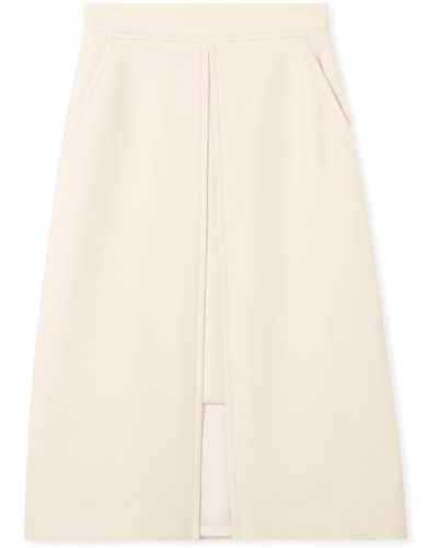 St. John Stretch Crepe Suiting Skirt - Natural