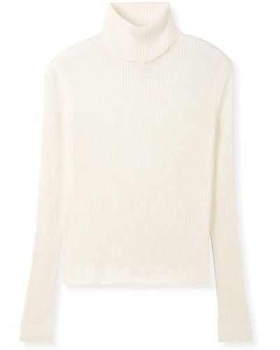 St. John Silk And Wool Turtleneck Sweater - White