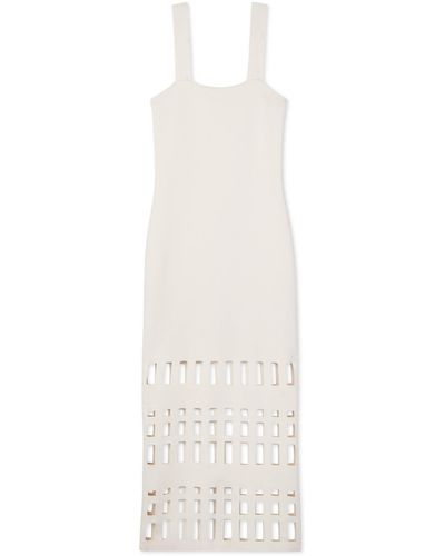 St. John Stretch Knit Cut Out Gown - White