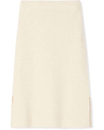 St. John Tweed Racking Stitch Skirt - Natural