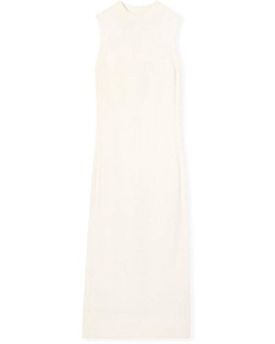 St. John Mock Collar Dress - White