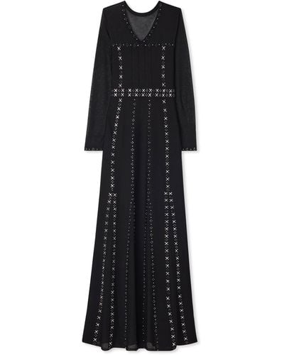 St. John Long Sleeve Studded Gown - Black