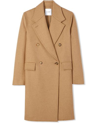 St. John Double-face Wool And Cashmere Blend Coat - Natural