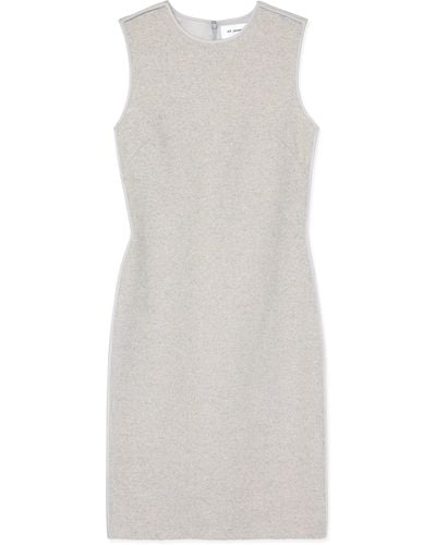 St. John Silver Tweed Sleeveless Dress - White