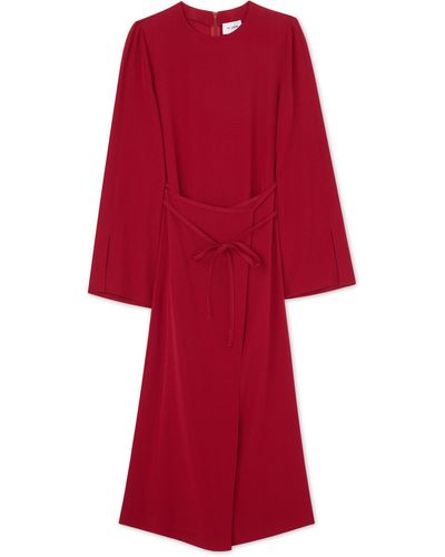 St. John Satin Back Crepe Dress - Red