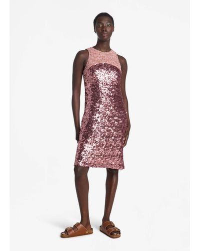 St. John Sequin And Tweed Dress - Red