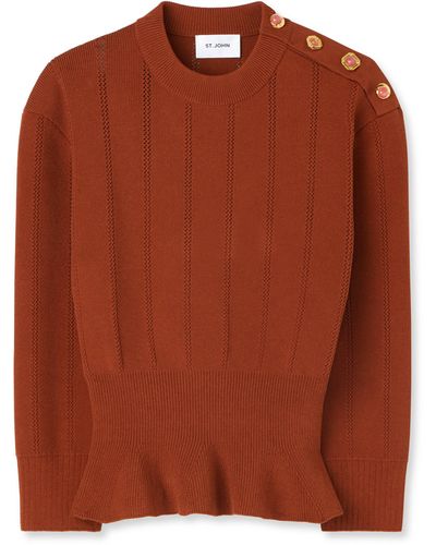 St. John Textured Stitch Knit Sweater - Brown