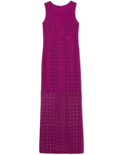 St. John Cornely Embroidered Gown - Purple