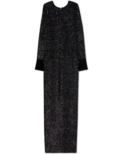 St. John Long Sleeve Sequin Knit Gown - Black