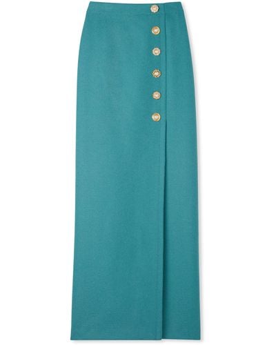 St. John Italian Wool Gown Skirt - Blue