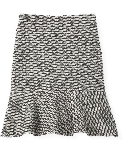 St. John Graphic Boucle Knit Skirt - Gray
