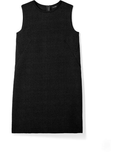 St. John Bonded Tweed Shift Dress - Black