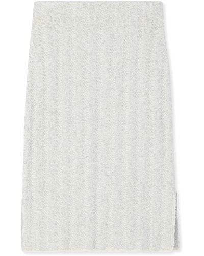 St. John Chevron Slub Knit Skirt - White