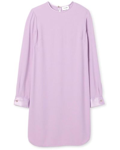 St. John Satin Back Crepe Short Dress - Purple