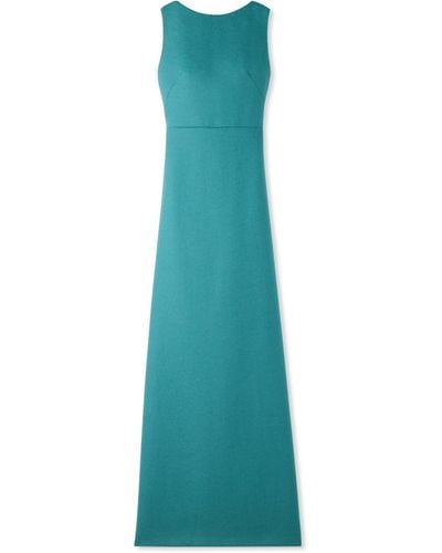 St. John Textured Wool Cowl Back Gown - Blue