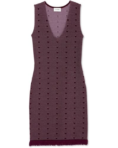 St. John Bi-tonal Knit V-neck Dress - Purple