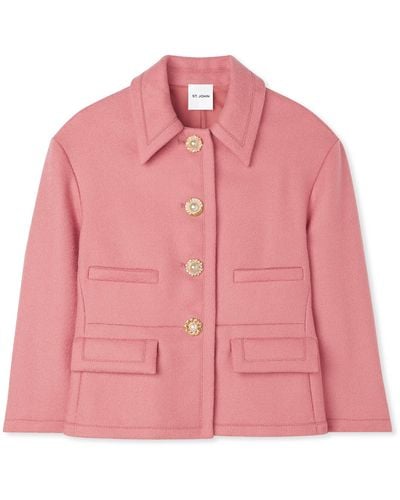 St. John Textured Wool Short Jacket - Pink