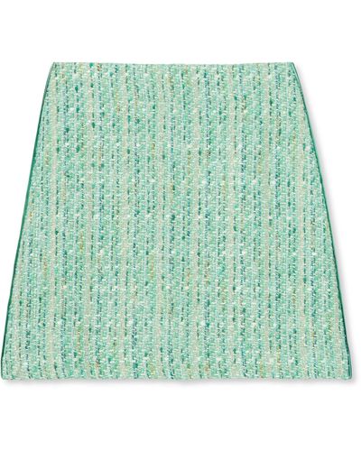 St. John Lurex Tweed Short Skirt - Green