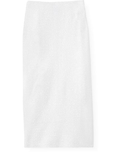 St. John Scattered Sequin Bonded Knit Skirt - White