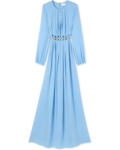 St. John Satin Silk Cut-out Dress - Blue