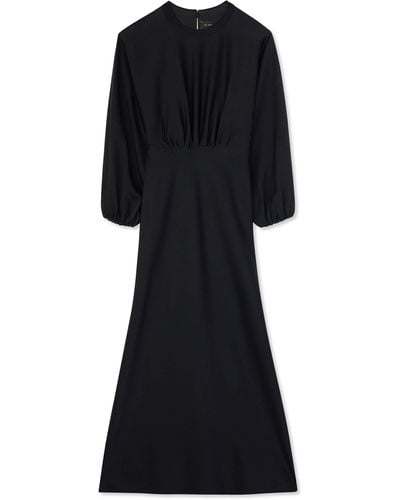 St. John Satin Back Crepe Long Sleeve Dress - Black