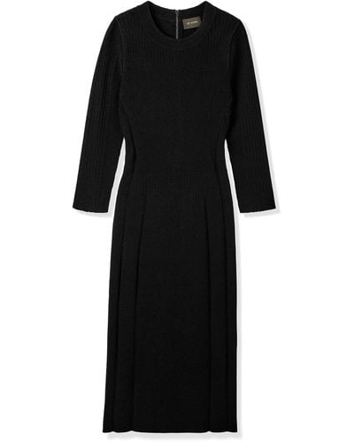 St. John Mixed Rib 3/4 Sleeve Dress - Black