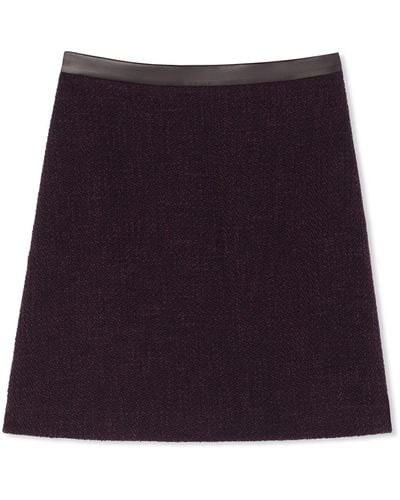 St. John Terry Tweed And Leather Skirt - Purple