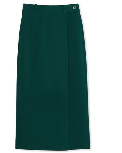 St. John Stretch Cady Skirt - Green