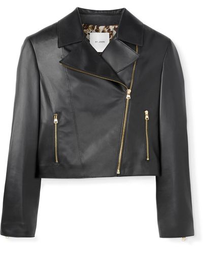 St. John Leather Biker Jacket - Black