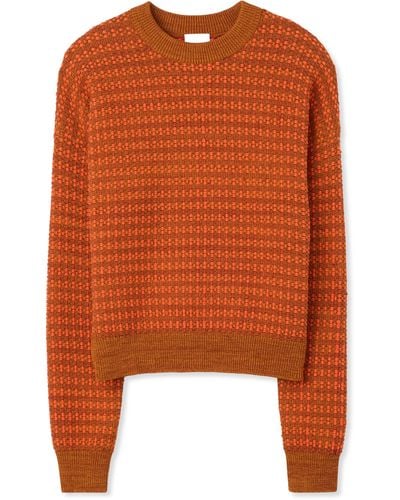 St. John Bi-tonal Textured Stretch Knit Sweater - Orange