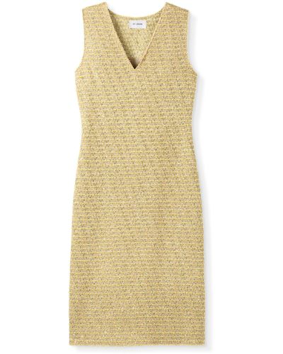 St. John Sequin Tweed Knit Sleeveless Dress - Metallic