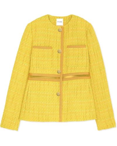St. John Lurex Tweed And Organza Jacket - Yellow