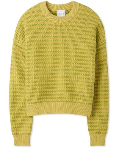 St. John Bi-tonal Textured Stretch Knit Sweater - Yellow