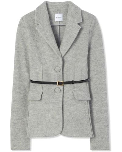 St. John Brushed Wool And Mohair Jacket - Gray