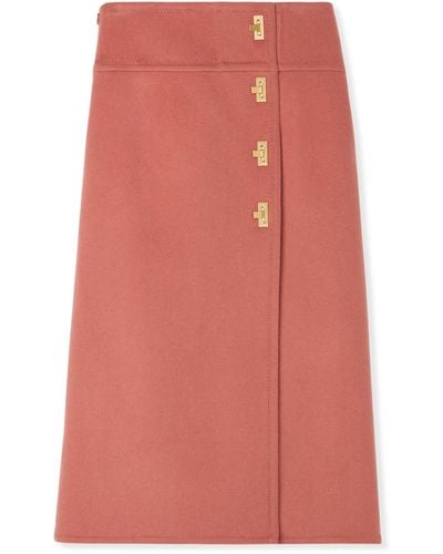 St. John Doubleface Wool And Cashmere Blend Skirt - Pink