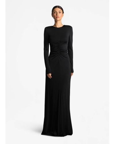 St. John Liquid Jersey Long Sleeve Gown - Black