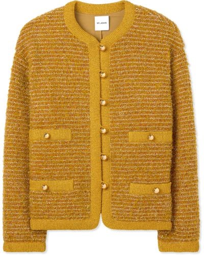 St. John Lurex And Eyelash Textured Signature Knit Jacket - Yellow