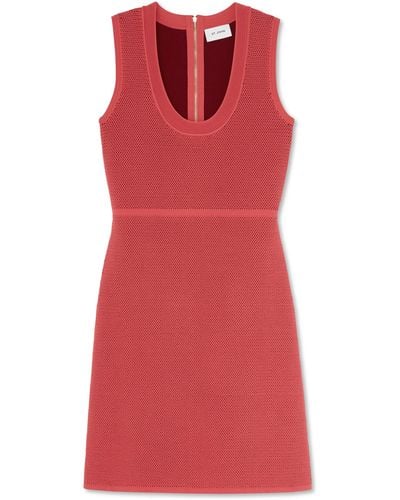 St. John Bi-tonal Stretch Knit Dress - Red