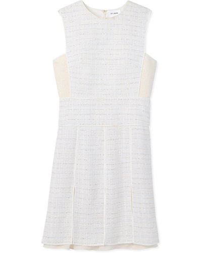 St. John Sequin Tweed Open Weave Dress - White