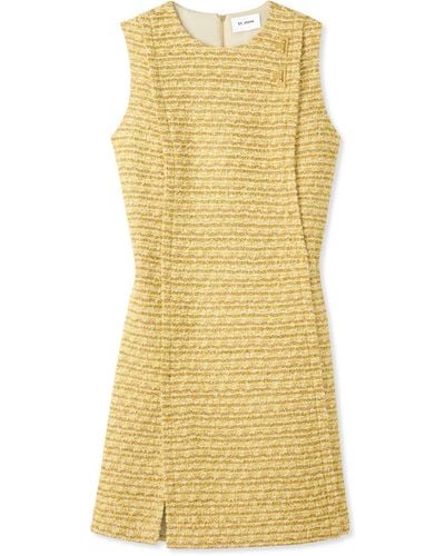 St. John Iconic Textured Tweed Dress - Yellow