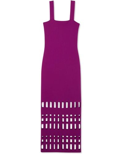 St. John Stretch Knit Cut Out Gown - Purple