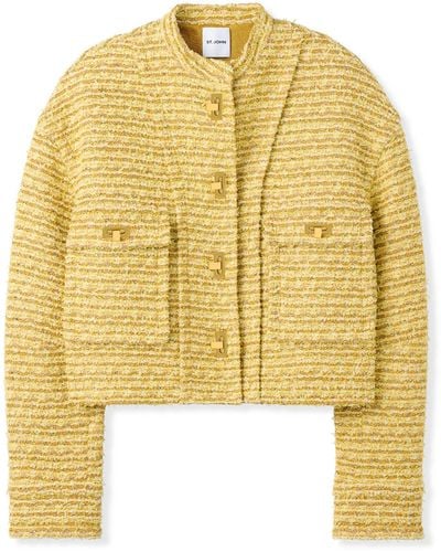 St. John Iconic Textured Tweed Jacket - Yellow