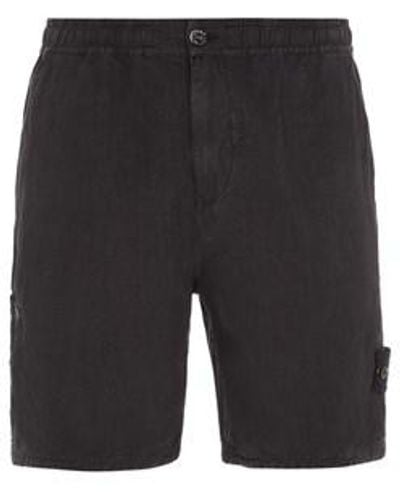 Stone Island Bermuda Shorts Linen, Polyamide - Black
