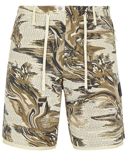 Stone Island Shadow Project L0227 SUMMER SHORTS_CHAPTER 2 ALL-OVER PIGMENT PRINTED LINEN - Neutre