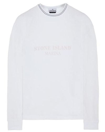 Stone Island Langärmliges shirt baumwolle - Weiß