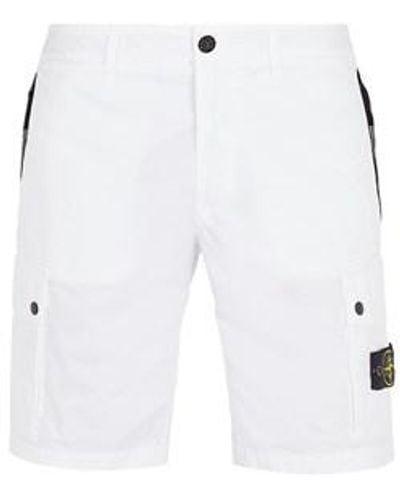 Stone Island Bermuda Shorts Cotton, Elastane - White