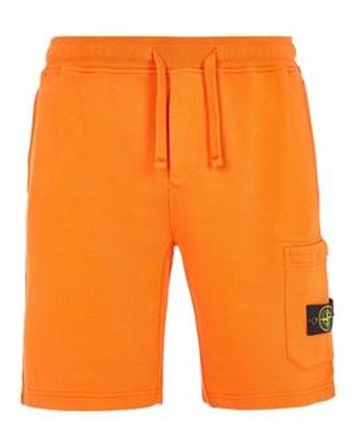 Stone Island Fleece Bermuda Shorts Cotton - Orange