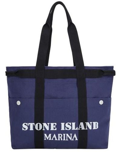 Stone Island Borsa cotone, spalmato poliuretano - Blu